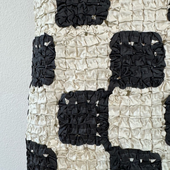 Nanushka Najya Black Cream Checked Square Neck Recycled Ribbons Mini Dress M - Picture 9 of 16